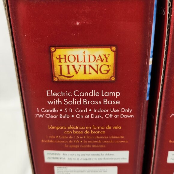 Christmas Window Candle Lamps Brass Base Plug In Holiday Living LOT of 3 NEW - Picture 8 of 9